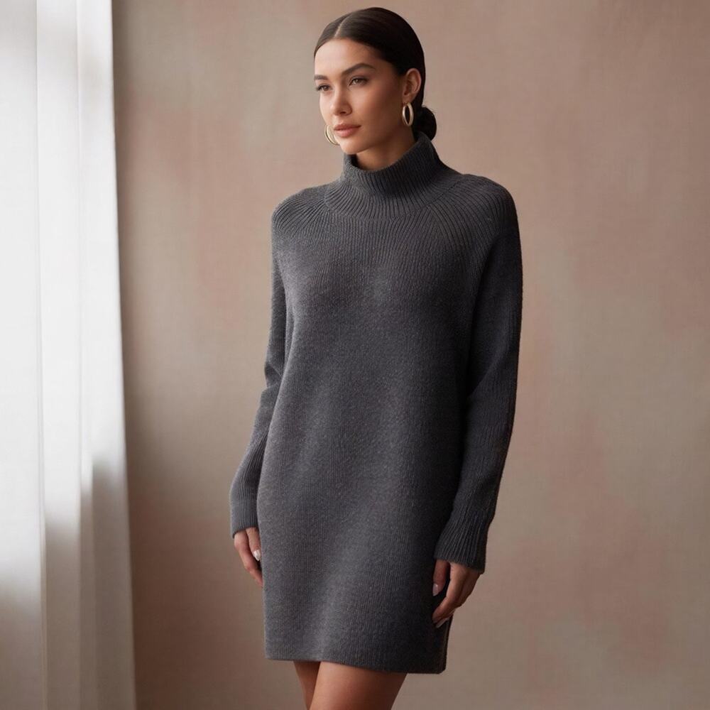 Boden Charcoal Long Sleeve Gray Sweater Wool Blend Dress size  12